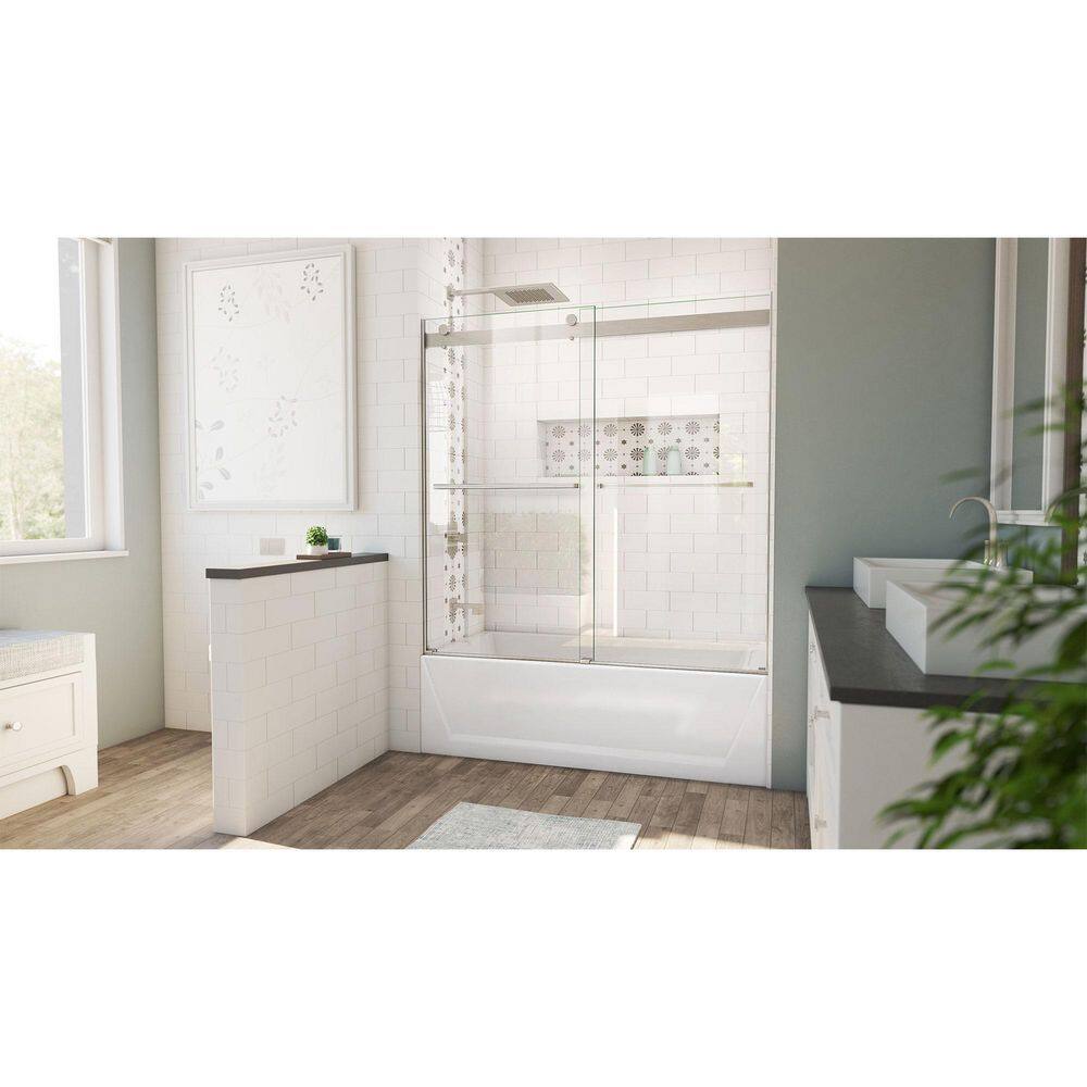 Essence 56-60" Frameless Brushed Nickel Tub Door with ClearMax™