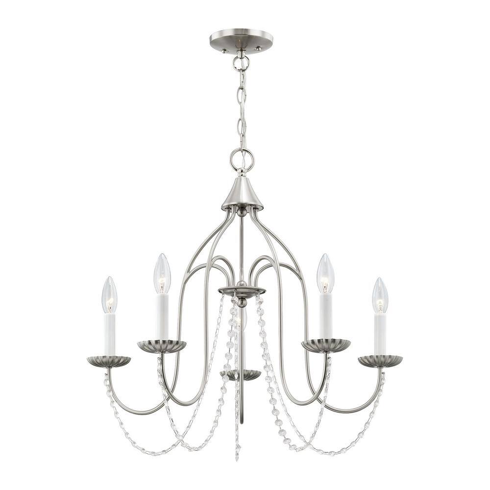 Alessia Brushed Nickel 5-Light Crystal Chandelier