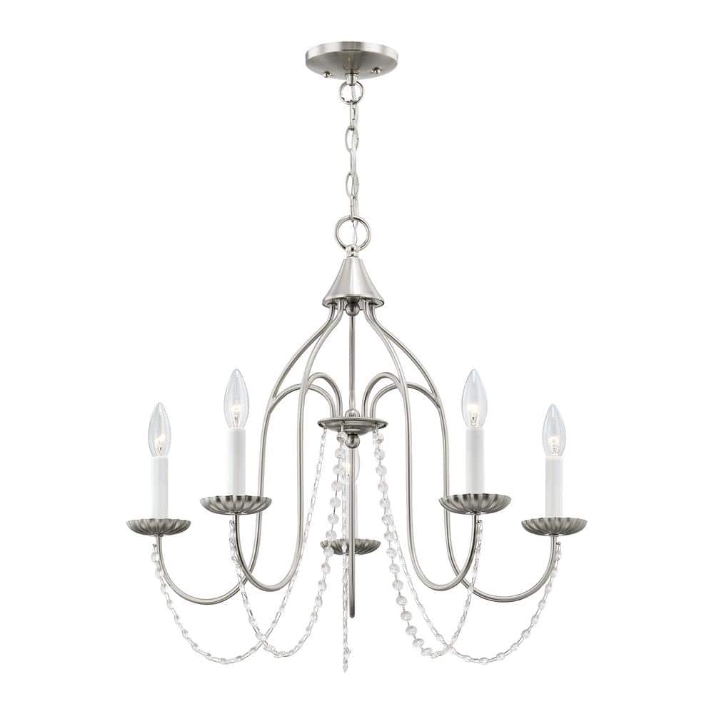 Alessia Brushed Nickel 5-Light Crystal Chandelier
