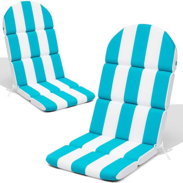 Unbranded 50 in. x 20 in. Deep Seat Outdoor Adirondack Chair Cushion in Blue and White (Set of 2)