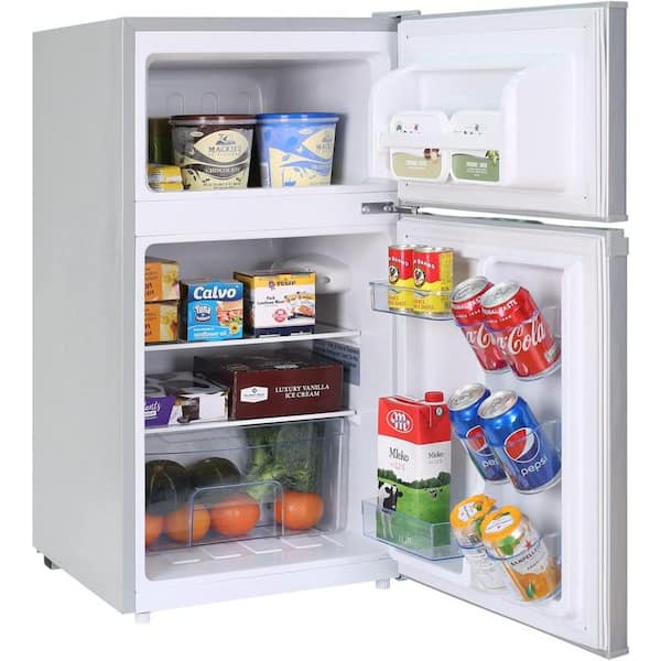 JEREMY CASS 17.8 in. 3.2 cu. ft. Mini Refrigerator in Silver with Freezer,  Reversible Door HSDQRY23040302 - The Home Depot