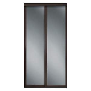 72 in. x 81 in. Serenity Espresso Wood Frame Mirrored Interior Sliding Door