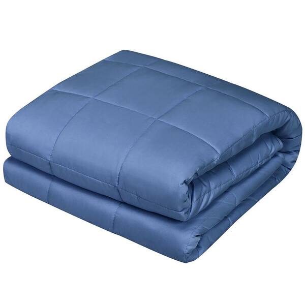 Costway Blue Premium Cooling Heavy Soft Fabric Breathable 60 in. x 80 in. 20 lbs. Weighted Blanket