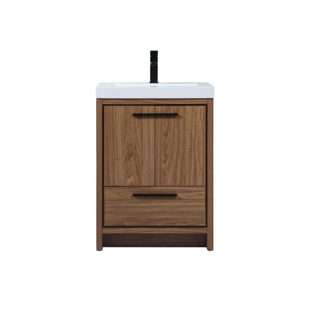 Timeless Home 24 in. W x 19 in. D x 34 in. H Bath Vanity in Walnut Brown wi