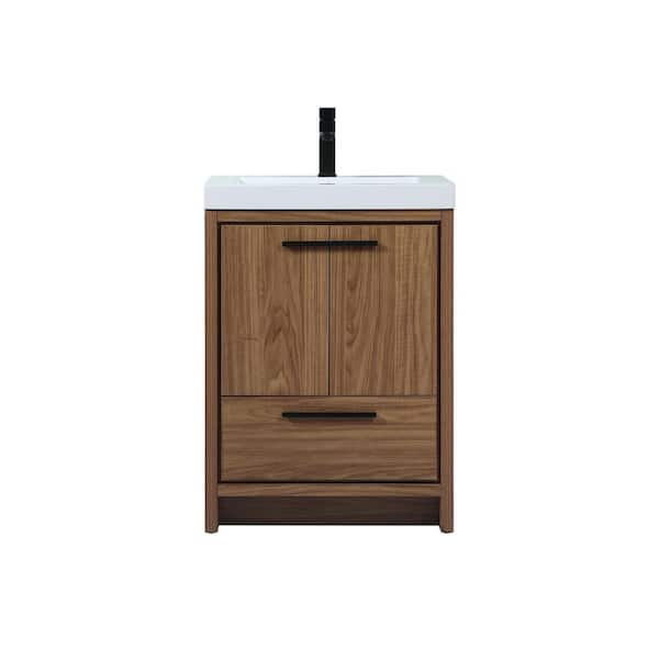 Timeless Home 24 in. W x 19 in. D x 34 in. H Bath Vanity in Walnut ...