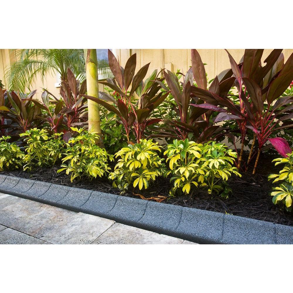EcoBorder Grey Recycled Rubber 4ft Landscape Edging (4-Pack)