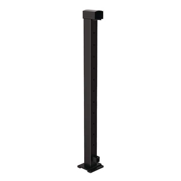 42 in. H Aluminum End Post Kit in Matte Black for Cable Deck Railing