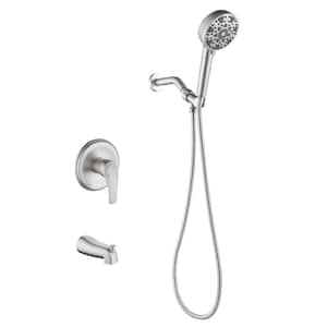 Single Handle 7-Spray Filtered Tub and Shower Faucet 1.8 GPM Wall Mount Shower System in. Brushed Nickel Valve Included