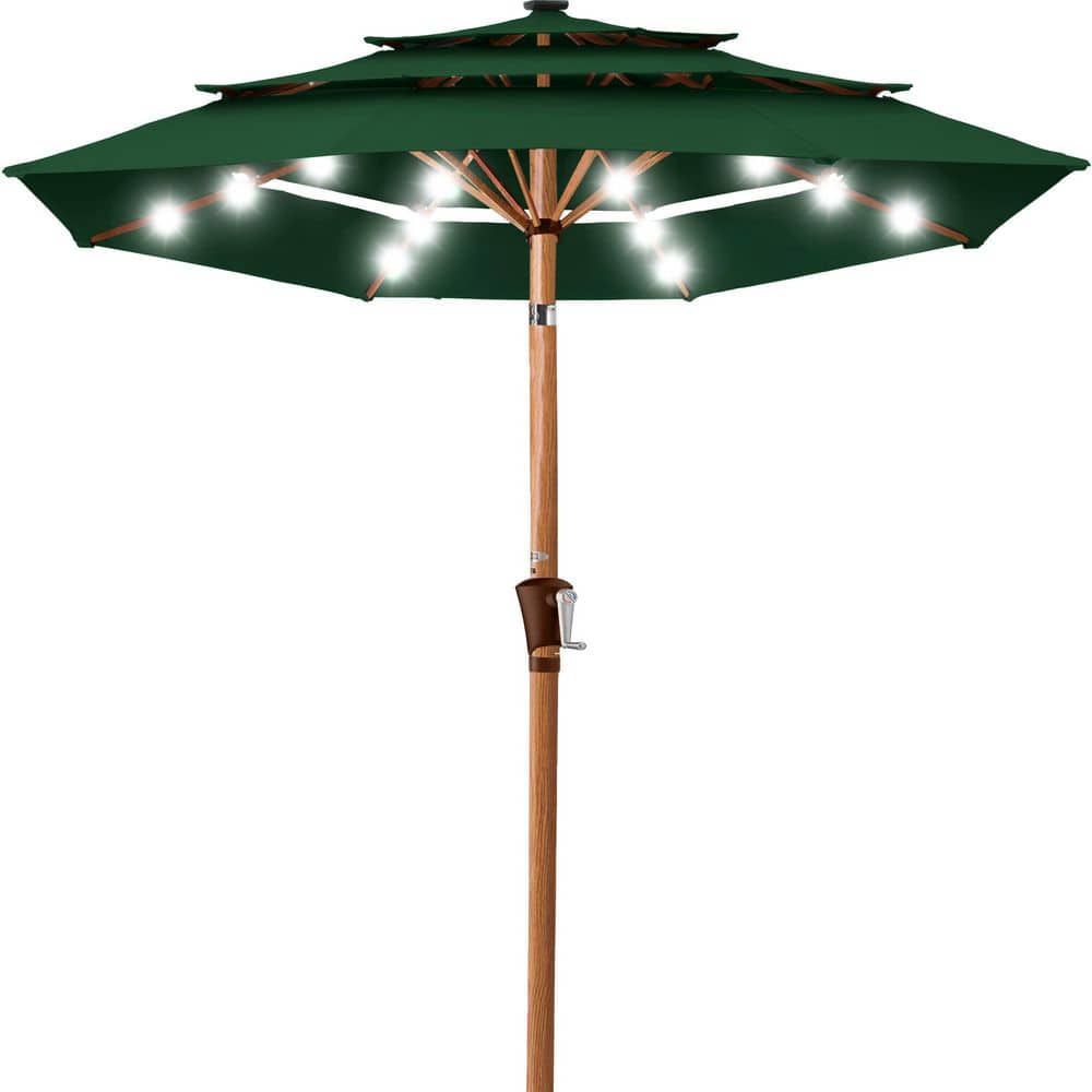 10 ft. Steel Market Solar Tilt Patio Umbrella in Green