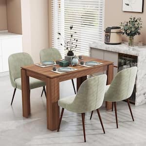 MUSK 120 Farmhouse Style Walnut Brown Rectangle Wood Top 47.2 in. Wide in 4 Legs Base Dining Table Spacious for 4 Seats
