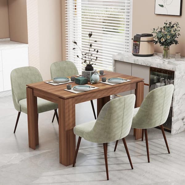 Homy Casa MUSK 120 Farmhouse Style Walnut Brown Rectangle Wood Top 47.2 in. Wide in 4 Legs Base Dining Table Spacious for 4 Seats