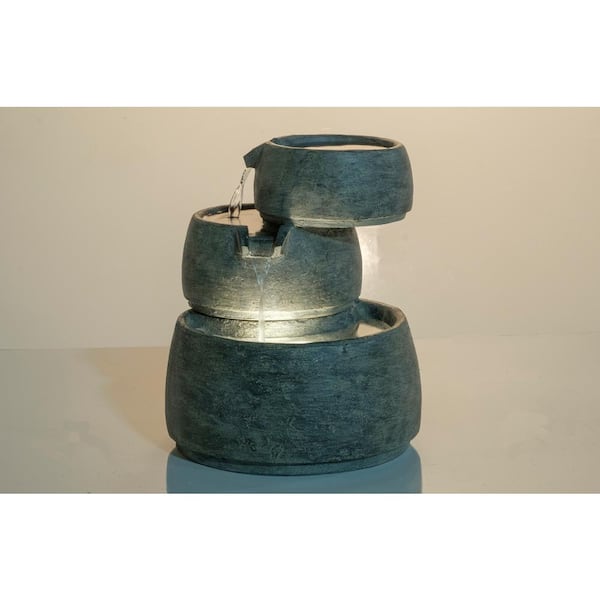 Gray Merano Resin Fountain with LED Light and Pump
