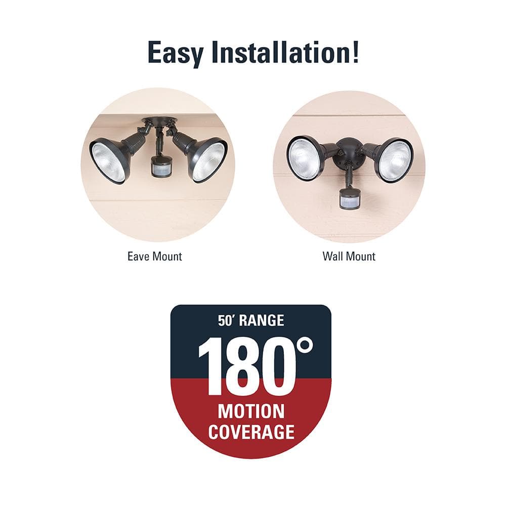 Bronze Motion-Sensing Dual Bulb Outdoor Floodlight