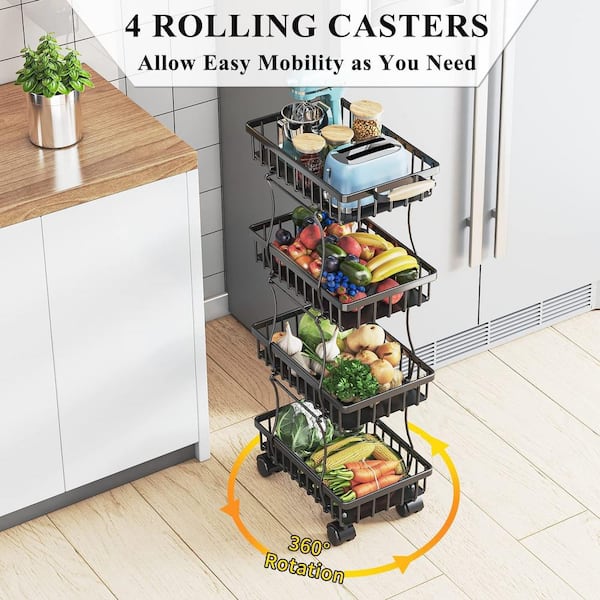 Modern Stackable Durable Metal 5 Tiers Kitchen Rotating Vegetable