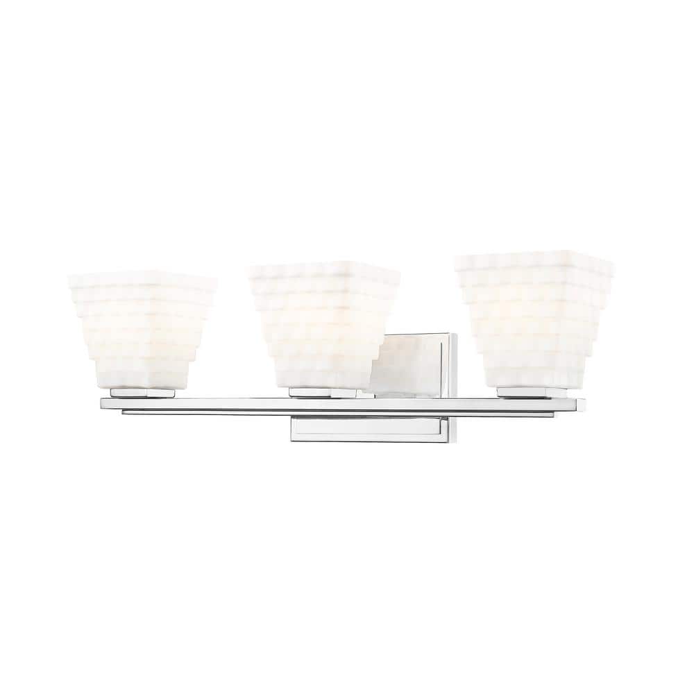 Annalise 24 in. 3 Light Chrome Vanity Light with Matte Opal Glass Shades