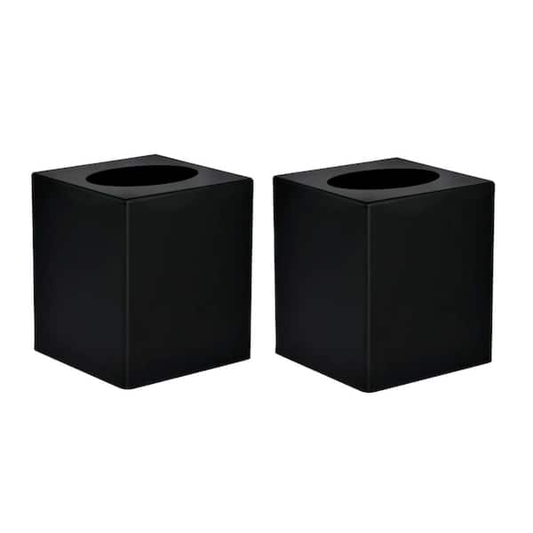 Alpine Industries 5.5 in. Acrylic Cube Square Tissue Box Container in Black (2-Pack)