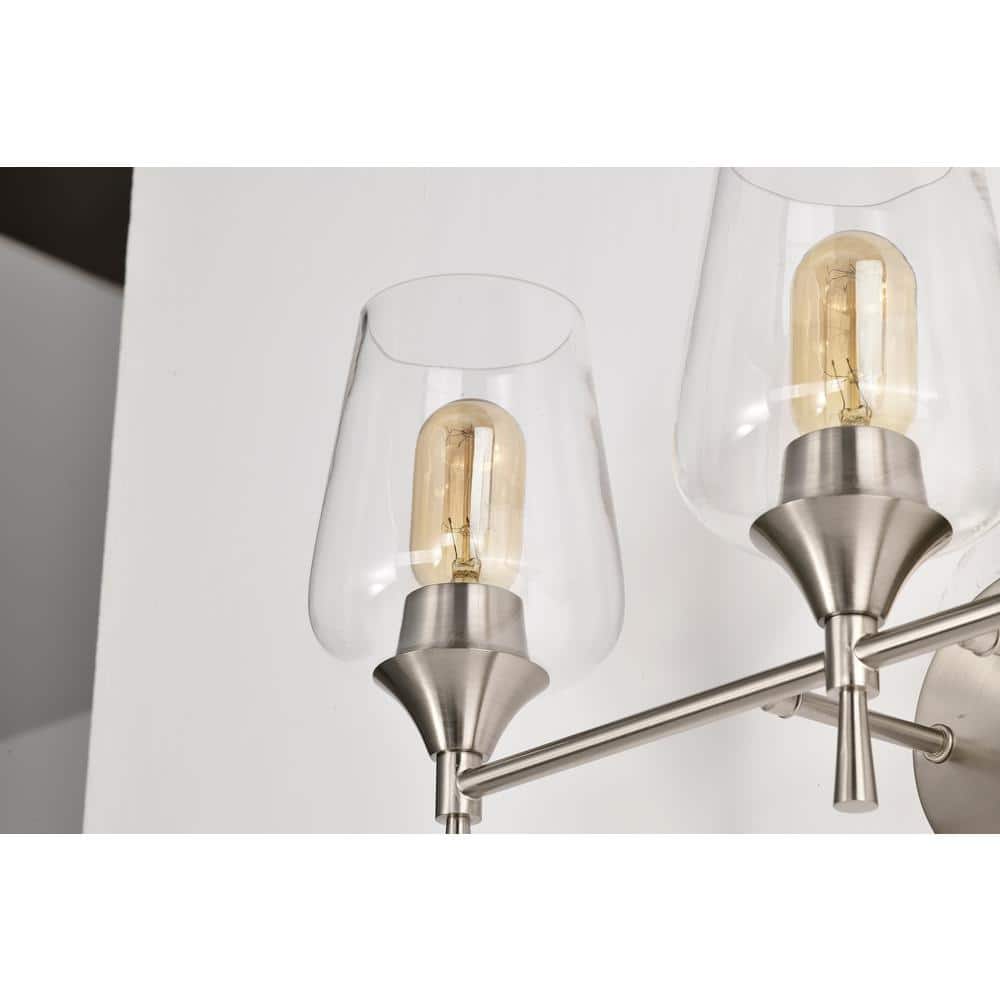 Brushed Nickel 3-Light Vanity Fixture with Clear Glass Shades