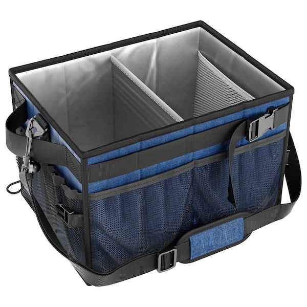 Large Grill & Picnic Caddy 15.8"x11.8" Black Waterproof BBQ Organizer with Paper Towel & Utensil Holder