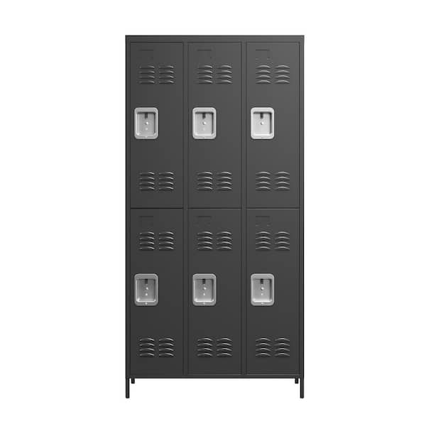 35.43 in. W x 71.97 in. H x 15.75 in. D 6 Door Metal Lockers With Lock, Side Tool Cabinet, Freestanding Storage Cabinet