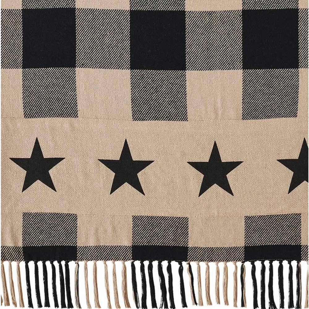 Black and Beige Cotton Star Pattern Throw Blanket 50x60