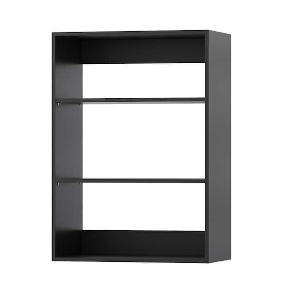 19.5 in. W Black Short Tower Unit Wall Mount 2-Shelf Wood Closet System
