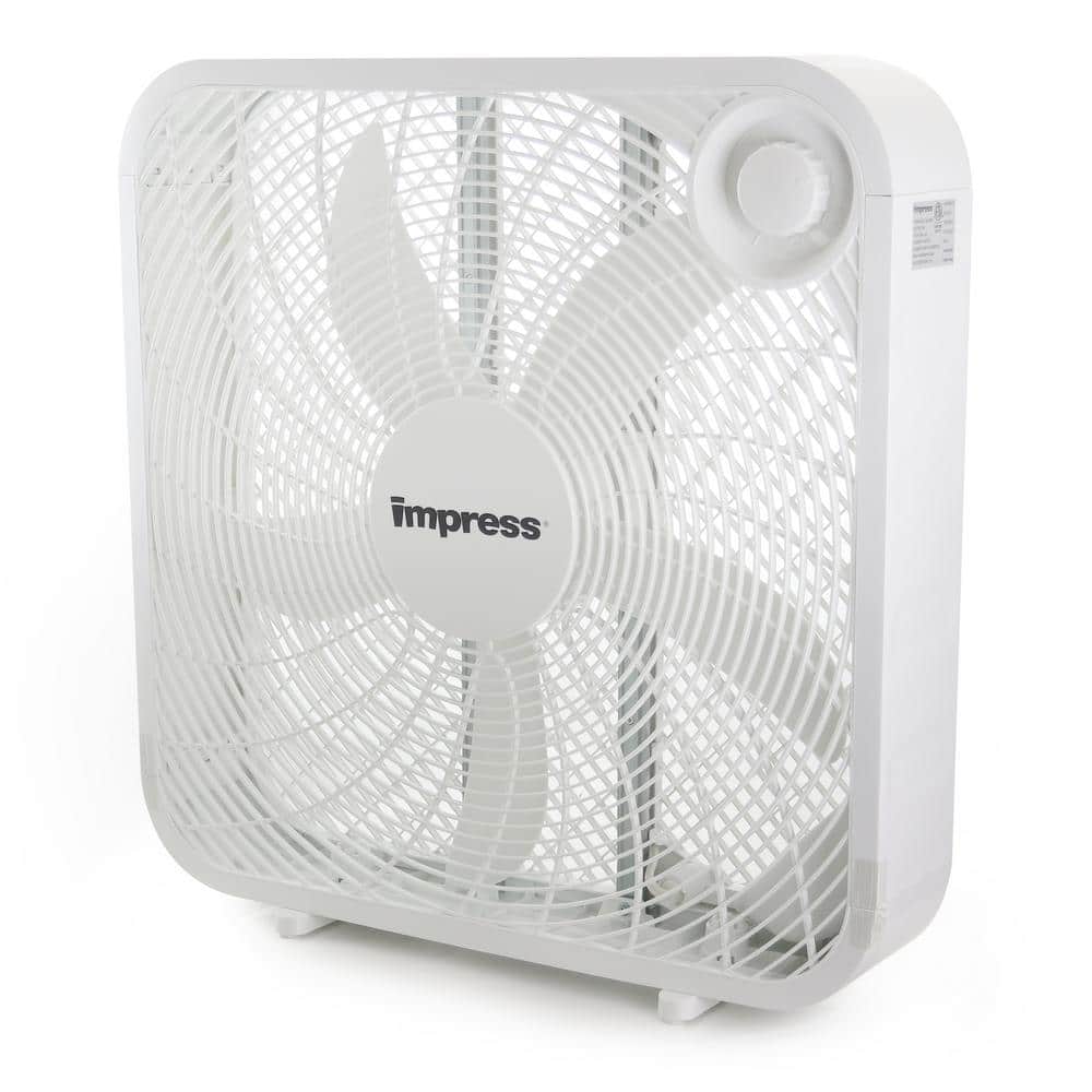 20-inch White Plastic 3-Speed Box Fan for Indoor/Outdoor Use