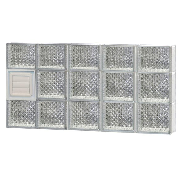 Clearly Secure 38.75 in. x 21.25 in. x 3.125 in. Frameless Diamond Pattern Glass Block Window with Dryer Vent