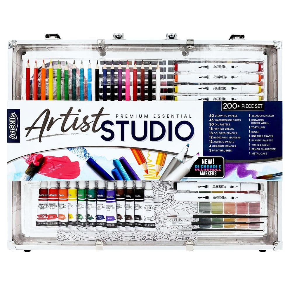 ArtSkills Premium Artist Studio Painting and Drawing Art Set with Carrying Case, Assorted 200-Piece