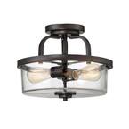2-Light English Bronze Semi-Flush Mount