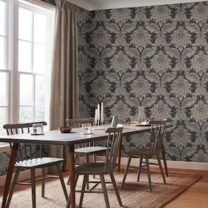 Archive Damask Black and Gold Vinyl Removable Wallpaper
