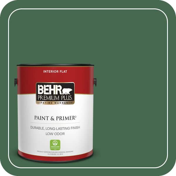 BEHR PREMIUM PLUS 1 gal. #M410-7 Perennial Green Flat Low Odor Interior Paint & Primer