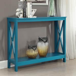 Oxford 40 in. Teal Blue Standard Rectangle Composite Console Table with Shelves