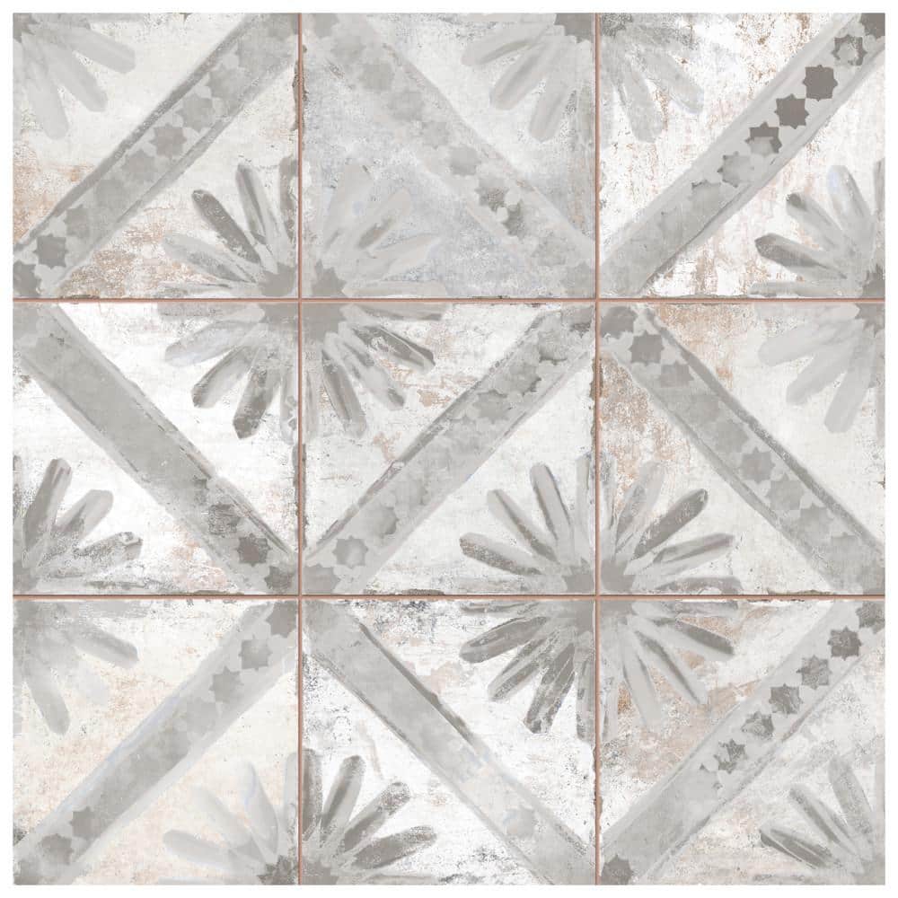 Harmonia 13" x 13" Gray Ceramic Patterned Wall & Floor Tile