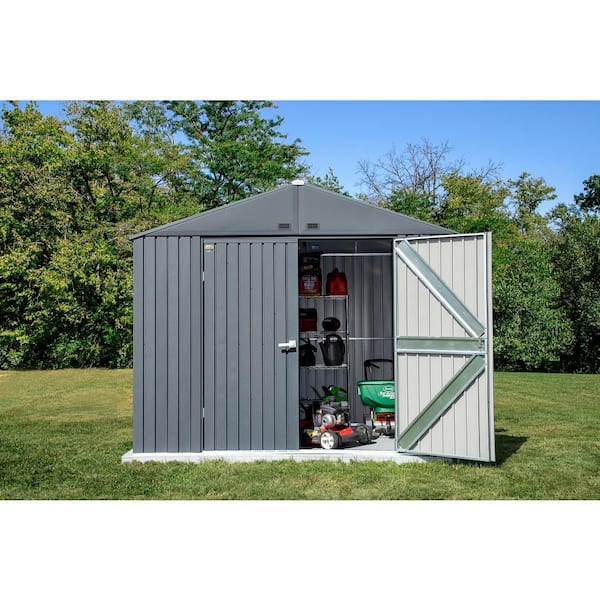 Elite 10 ft. D x 8 ft. W Anthracite Premium Vented Corrosion Resistant Steel Storage Shed