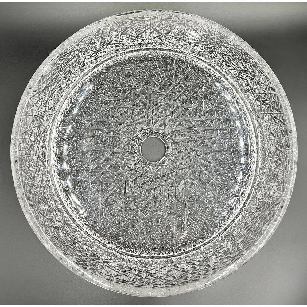 Stadium 14" Clear Textured Glass Circular Bathroom Vessel Sink