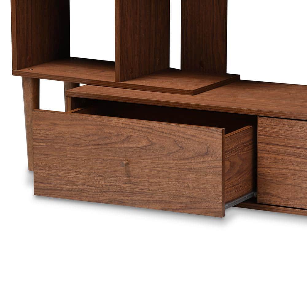 Haversham Walnut Brown Mid-Century Modern TV Stand