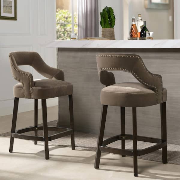 Set Modern Backless Stool Vintage Style 26" in Silver Counter Stools Set of 4 