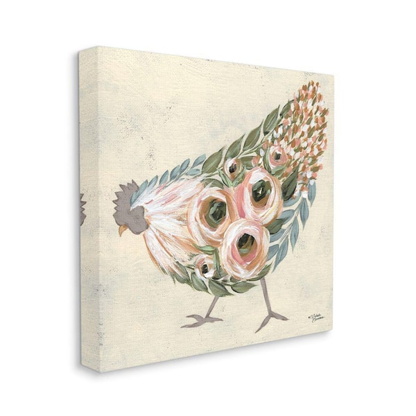 "Vintage Farm Chicken Pink Floral Body" by Michele Norman Unframed Print Animal Wall Art 17 in. x 17 in.
