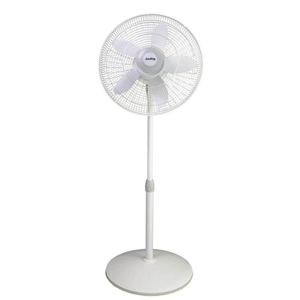 18-Inch White Adjustable Oscillating Pedestal Fan with Three Speeds