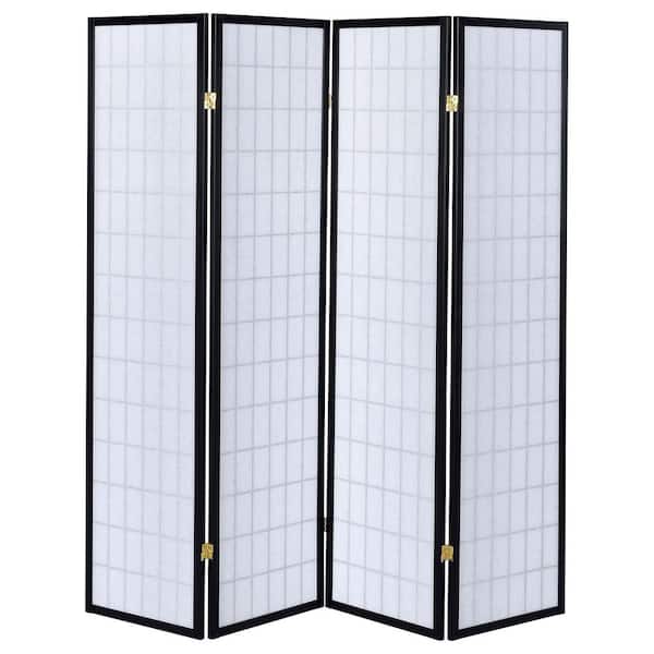 Coaster Black 4-Panel White Folding Screen 4624 - The Home Depot