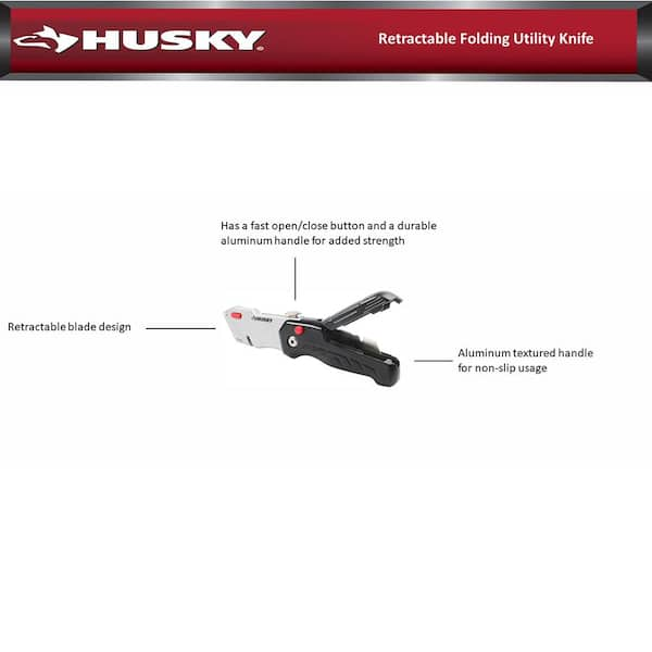 Husky Aluminum Squeeze Safety Utility Knife 00044 - The Home Depot