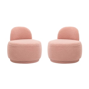 Franco Pink Upholstered Sherpa Contemporary Side Chair（Set of 2）