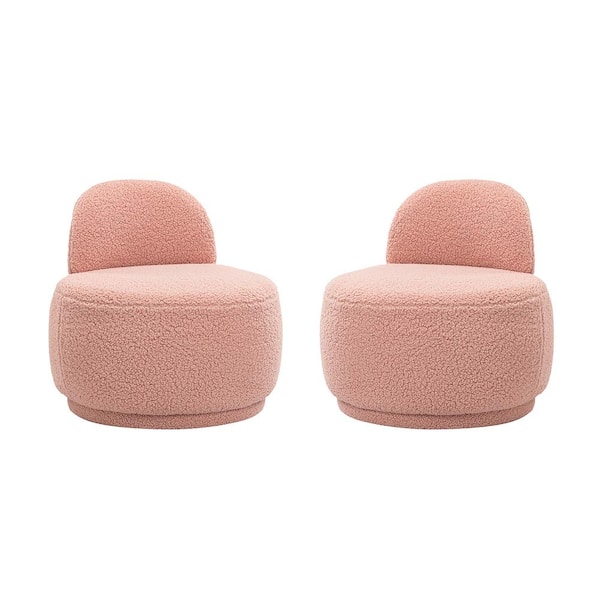 ARTFUL LIVING DESIGN Franco Pink Upholstered Sherpa Contemporary Side Chair（Set of 2）