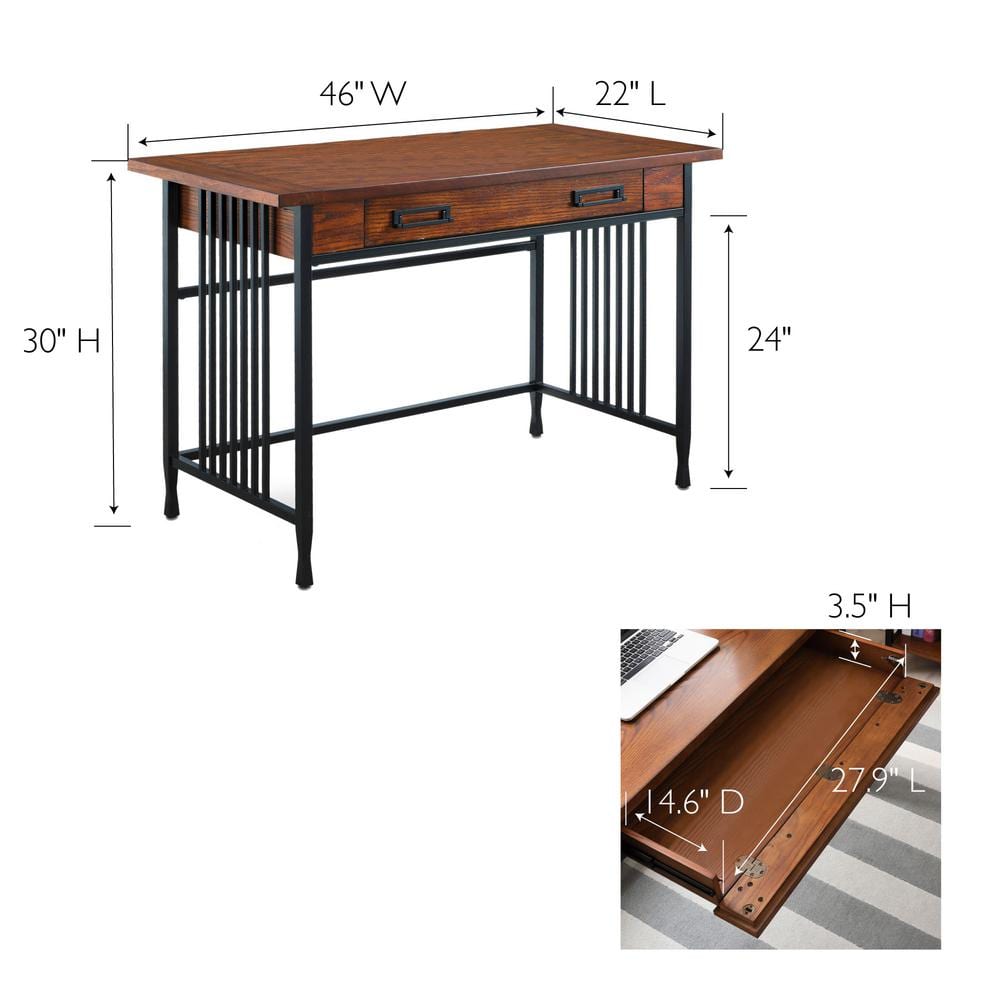 Ironcraft Mission Oak Computer Desk with Matte Black Frame