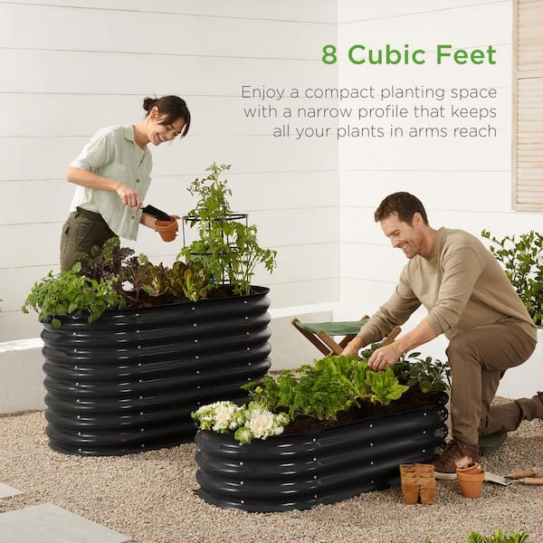 Best Choice Products 4 ft. x 2 ft. x 1 ft. Black Oval Steel Raised