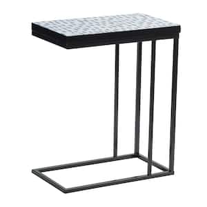 11 in. Black Rectangular Metal Top End Table