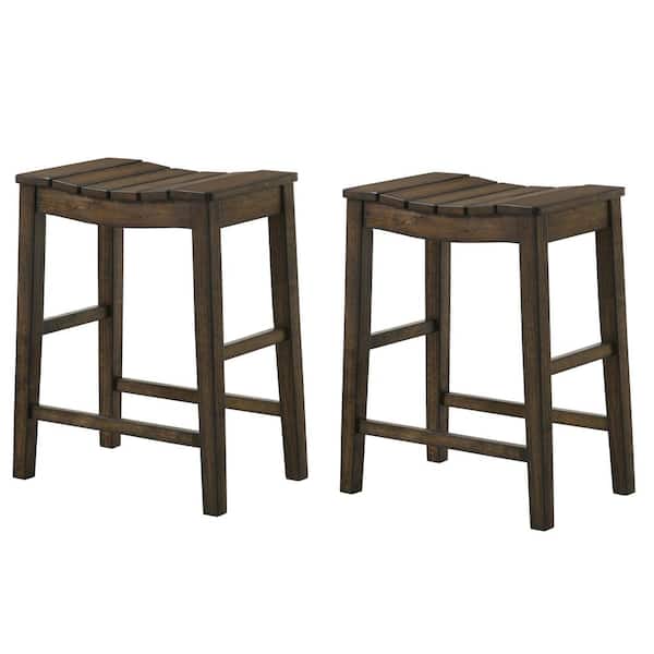Whitcombe 24 in. Dark Oak Backless Wood Bar Stool (Set of 2)