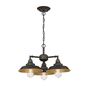 Iron Hill 3-Light Oil-Rubbed Bronze with Highlights Chandelier/Semi-Flush Mount Ceiling Fixture