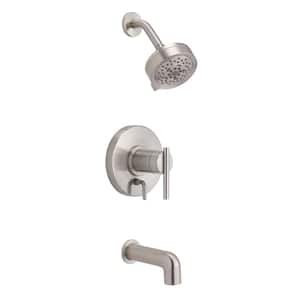 Parma 1-Handle Wall Mount Tub and Shower Trim Kit with Diverter On Valve with 1.75 GPM in Brushed Nickel
