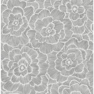 Periwinkle Grey TextuRed Floral Paper Strippable Roll (Covers 56.4 sq. ft.)